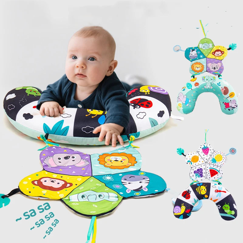 Coussin de Temps sur le Ventre pour Bébé et Jouet Sensoriel à Contraste Élevé – Coussin de Soutien Réversible Noir et Blanc pour Nouveau-né pour le Redressement de la Tête et le Développement Précoce