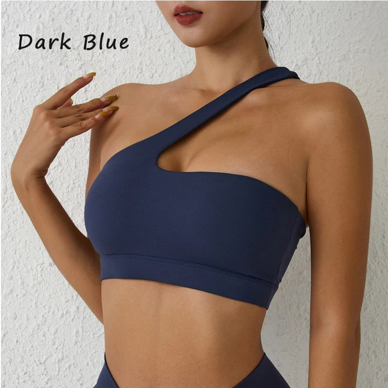 Sujetador deportivo de un hombro para mujer – Top de yoga con diseño de espalda desmontable, camiseta sin mangas sexy para fitness, gimnasio y entrenamiento