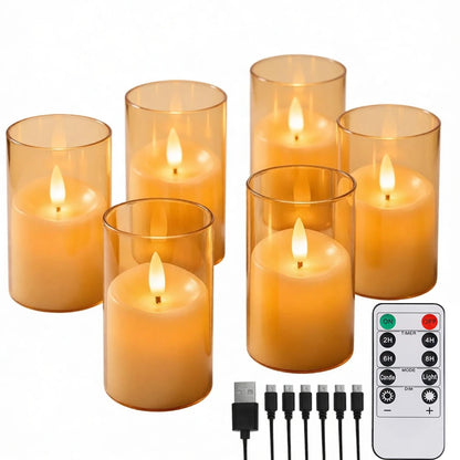 Flickering Flameless LED Pillar Candles – Remote-Controlled Candle Lights with Embedded Star String for Weddings, Christmas & Party Home Decor