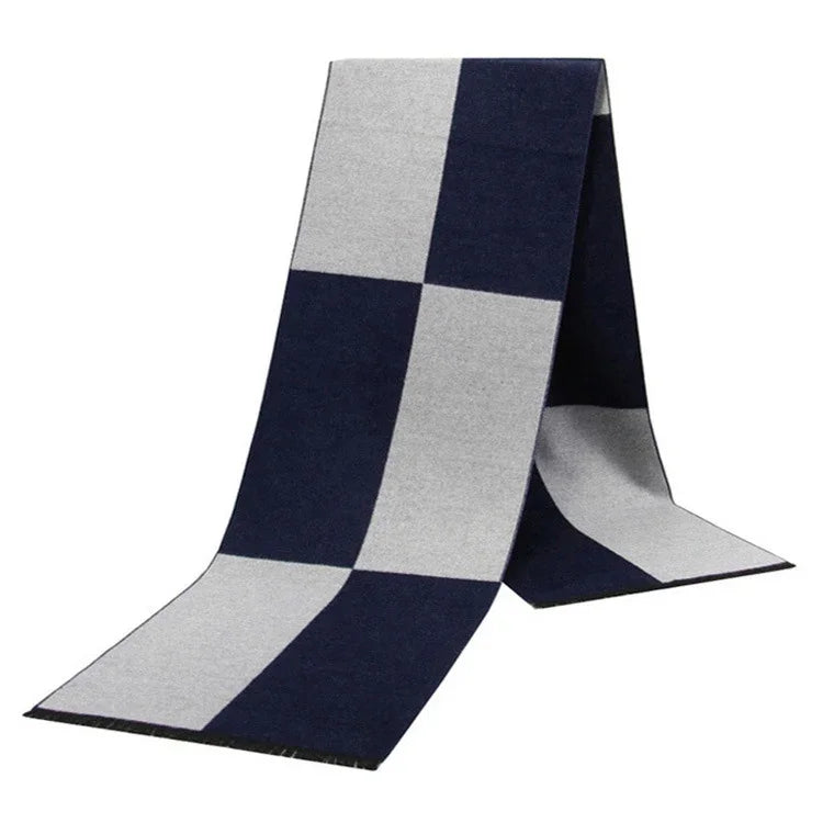 Écharpe d'hiver en imitation cachemire pour homme, douce à carreaux, chaude en mélange de laine, longue, châle, cache-col
