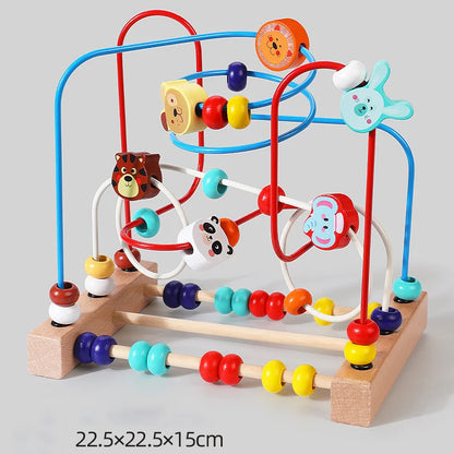 Jouet Montessori en bois de montagnes russes – Labyrinthe de perles pour bébé, boulier d'apprentissage des mathématiques pour les tout-petits de 1 à 3 ans, cadeau de développement éducatif précoce