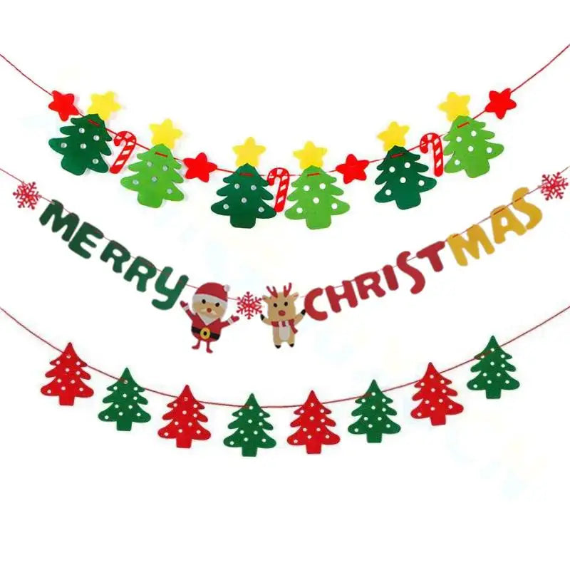 Felt Merry Christmas Banner – Santa Claus Xmas Flag Decoration for Home, Noel Holiday Party & New Year Decor