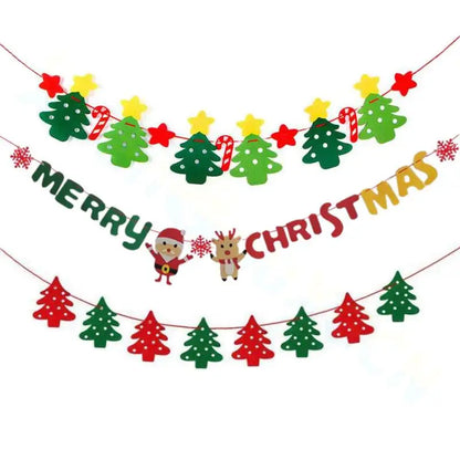 Felt Merry Christmas Banner – Santa Claus Xmas Flag Decoration for Home, Noel Holiday Party & New Year Decor