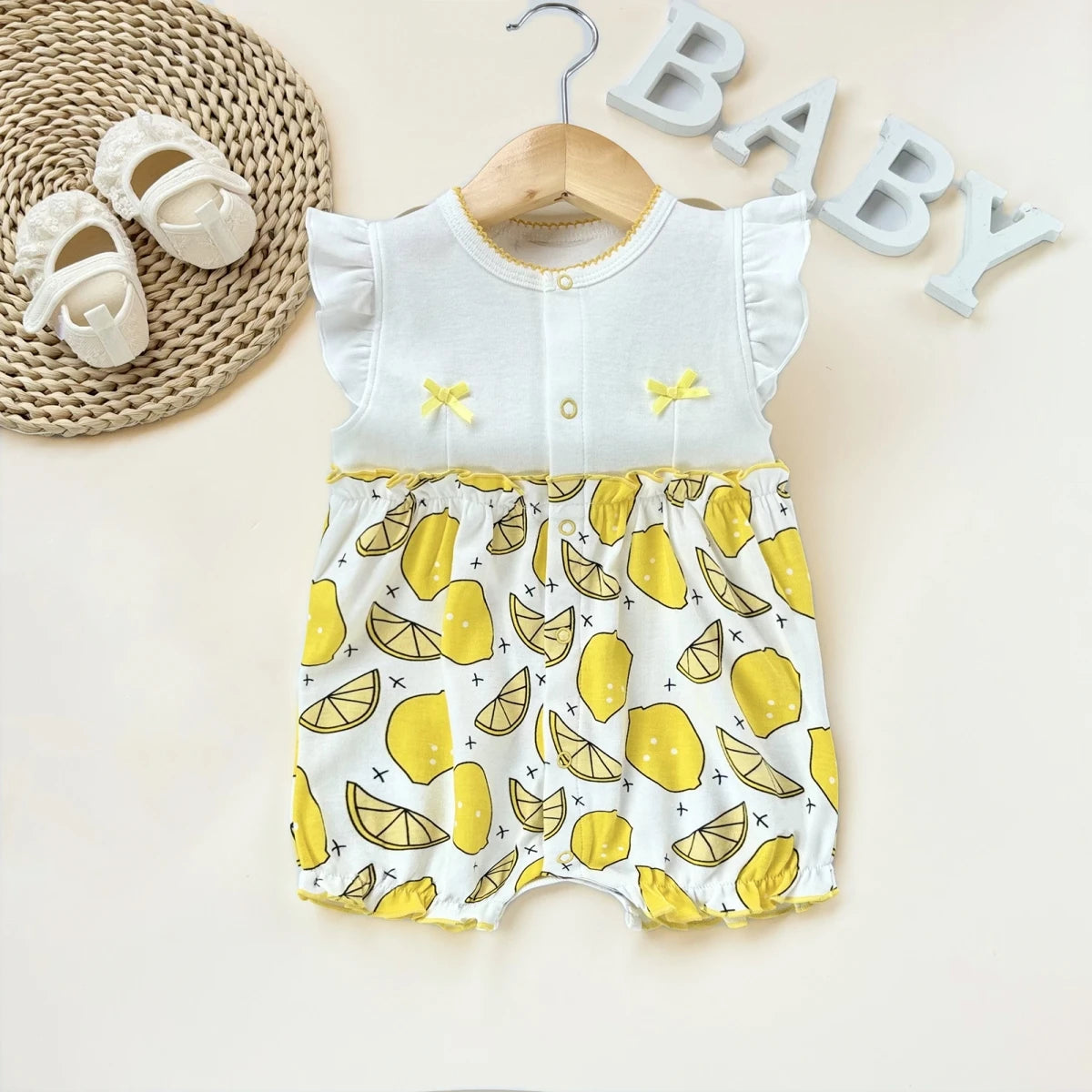 Pelele de verano para bebé recién nacido – Body de manga corta de algodón suave con estampado de dibujos animados para bebés y niñas (3-18 meses)