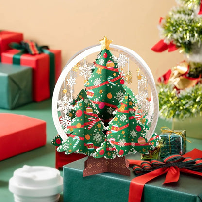 3D Christmas Greeting Card – Hot Stamped Laser Engraved Pop-Up Paper Card for Xmas, New Year, Thank You & Friends