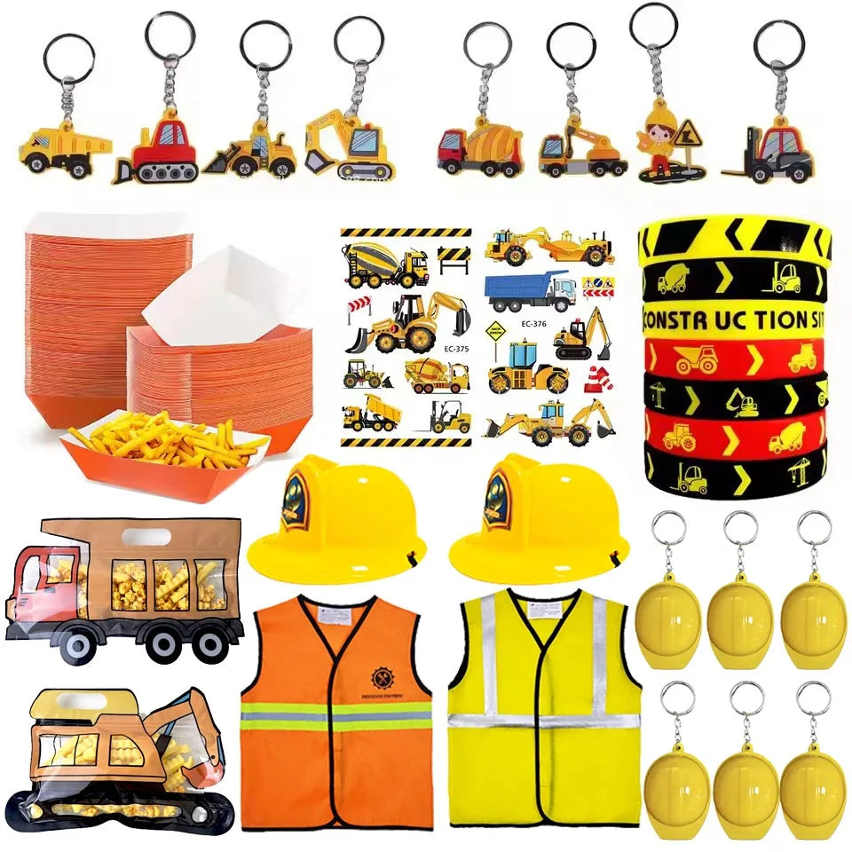 Construction Truck Slap Bracelets – Kids' Engineering-Themed Wristbands for Construction-Themed Birthday Parties, Party Favors & Goodie Bag Fillers