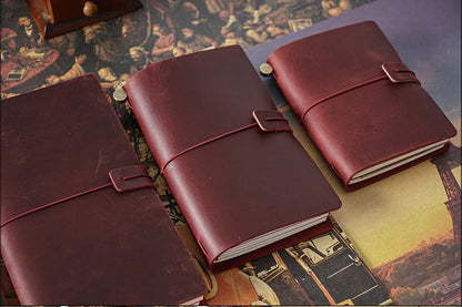 Genuine Leather Refillable Travel Journal – Handmade Retro Diary, Sketchbook & Notebook