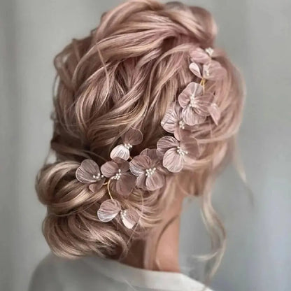 Vintage Gold Floral Bridal Headband with Pearls – Fairy Wedding Tiara for Brides, Prom & Special Occasions