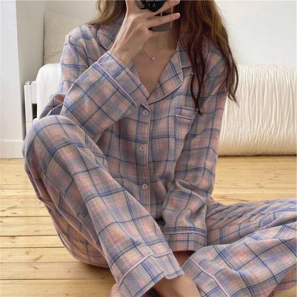 Conjunto de pijama de 2 piezas para mujer – Cárdigan de manga larga y pantalones, ropa de estar por casa suave para primavera y otoño