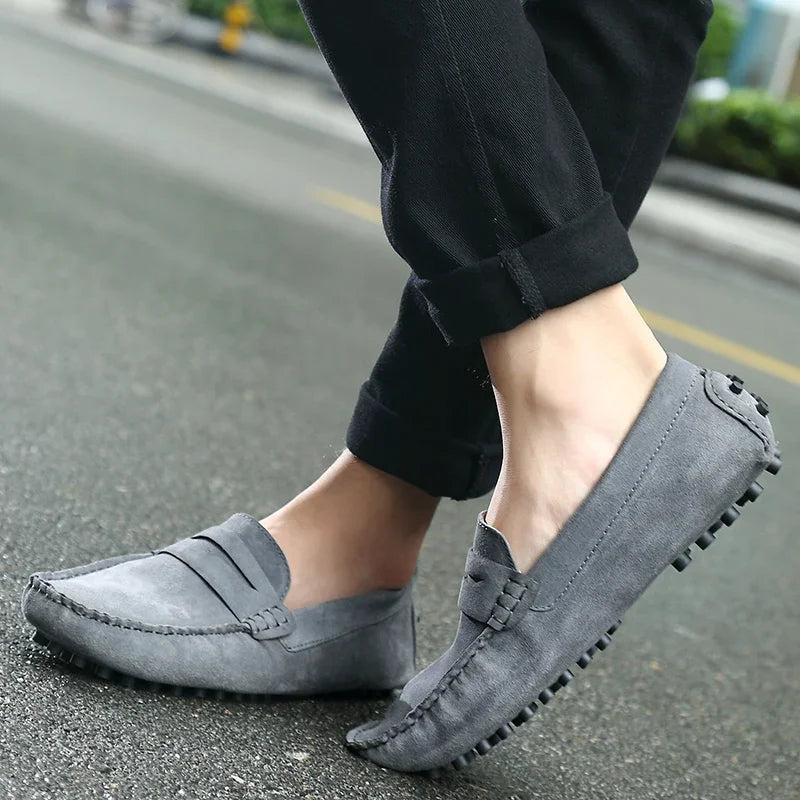 Mocasines de Ante de Cuero Genuino para Hombre – Zapatos de Conducción Casuales Hechos a Mano, Mocasines y Bailarinas Cómodos y a la Moda