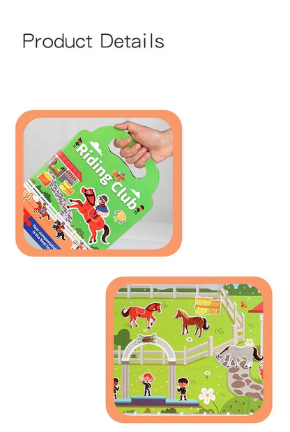 Libro de pegatinas DIY para niños – Libro de actividades de pegatinas de escenas de burbujas reutilizables, juguete portátil y silencioso, manualidades creativas de aprendizaje de pegatinas de gelatina para niños