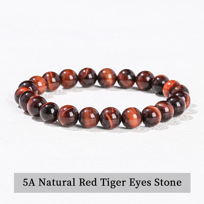 Pulsera de Cuentas de Piedra Natural – Pulsera de Gemas de Amatista, Ojo de Tigre, Cuarzo Cristal y Ágata para Mujeres y Hombres, Regalo de Joyería de Energía Reiki