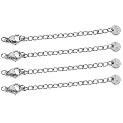 10 chaînes d'extension en acier inoxydable avec fermoirs mousquetons – Rallonges pour colliers et bracelets DIY