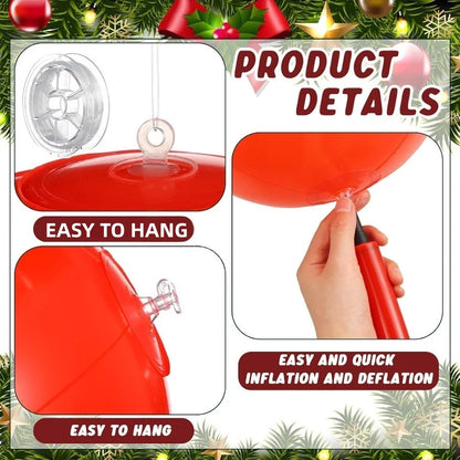 32-Inch Giant PVC Inflatable Christmas Ball Ornament – Large Outdoor Xmas Blow-Up Decoration for Christmas Parties, Yard & Holiday Decor