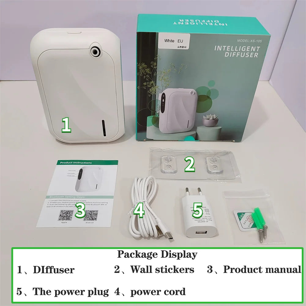 Diffuseur d'arômes – Machine à parfum couvrant 200 m³, diffuseur de parfum intelligent avec contrôle via application Bluetooth, distributeur d'huiles essentielles pour la maison, le bureau et la purification de l'air intérieur