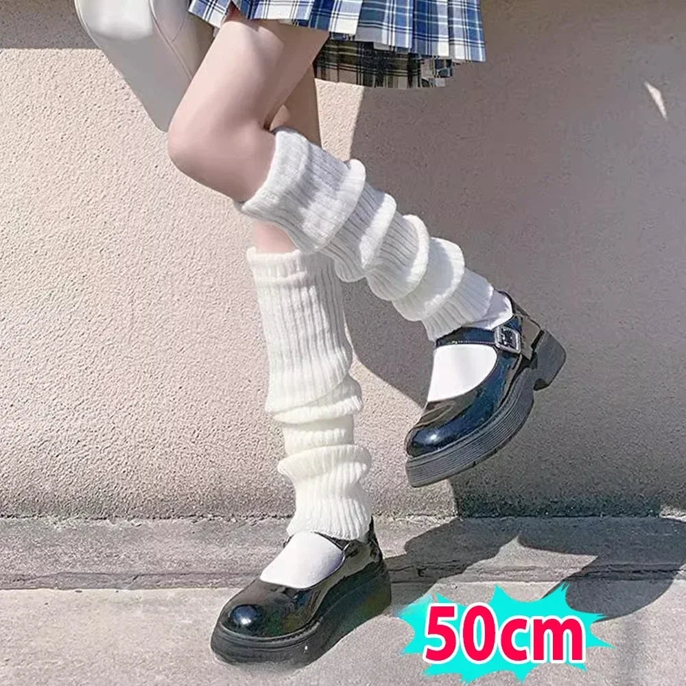 Calentadores de piernas de punto Lolita para mujer – Puños largos de ganchillo para botas y calentadores de pies de invierno Y2K (40–70 cm)