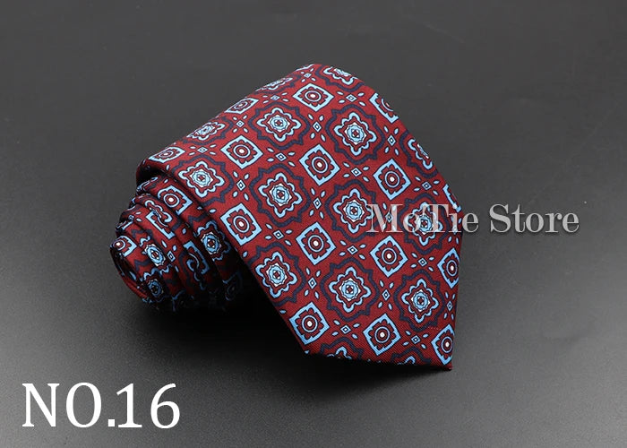 Men's 7.5cm Soft Silk Necktie – Floral & Dot Pattern Tie for Weddings, Business, Parties & Formal Wear