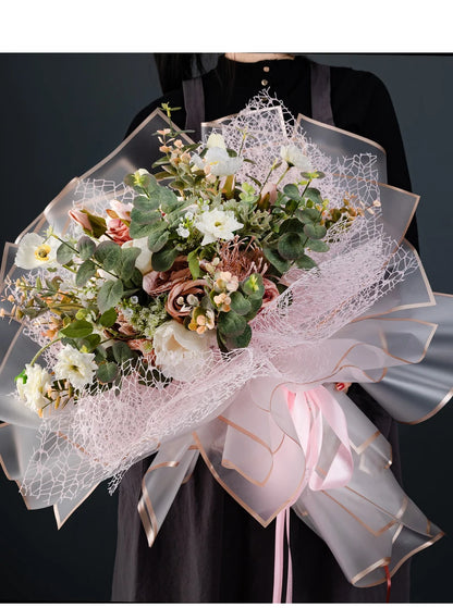 10 hojas de papel de envolver flores impermeable con bordes dorados para ramos, bodas, regalos y arreglos florales de bricolaje
