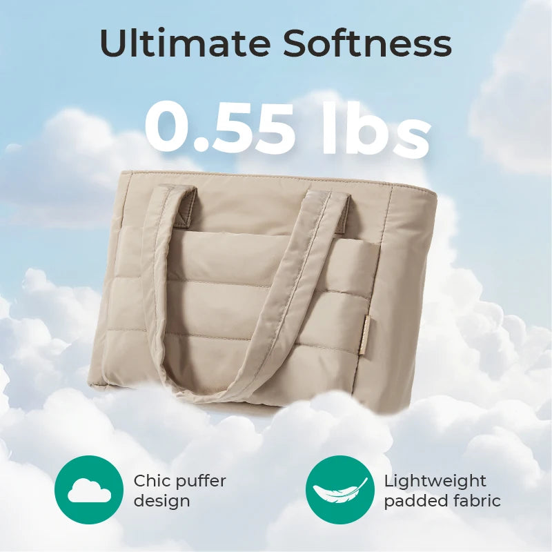 BAGSMART Lightweight Quilted Tote Bag for Women Large Capacity Shoulder Handbag with Compartments for Travel, Work & Gym