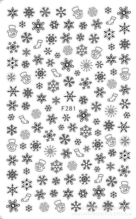 3D Christmas Nail Art Stickers – Snowflake & Winter Tree Nail Decals for Nail Tips Decoration