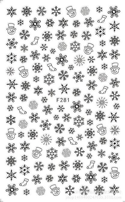 3D Christmas Nail Art Stickers – Snowflake & Winter Tree Nail Decals for Nail Tips Decoration