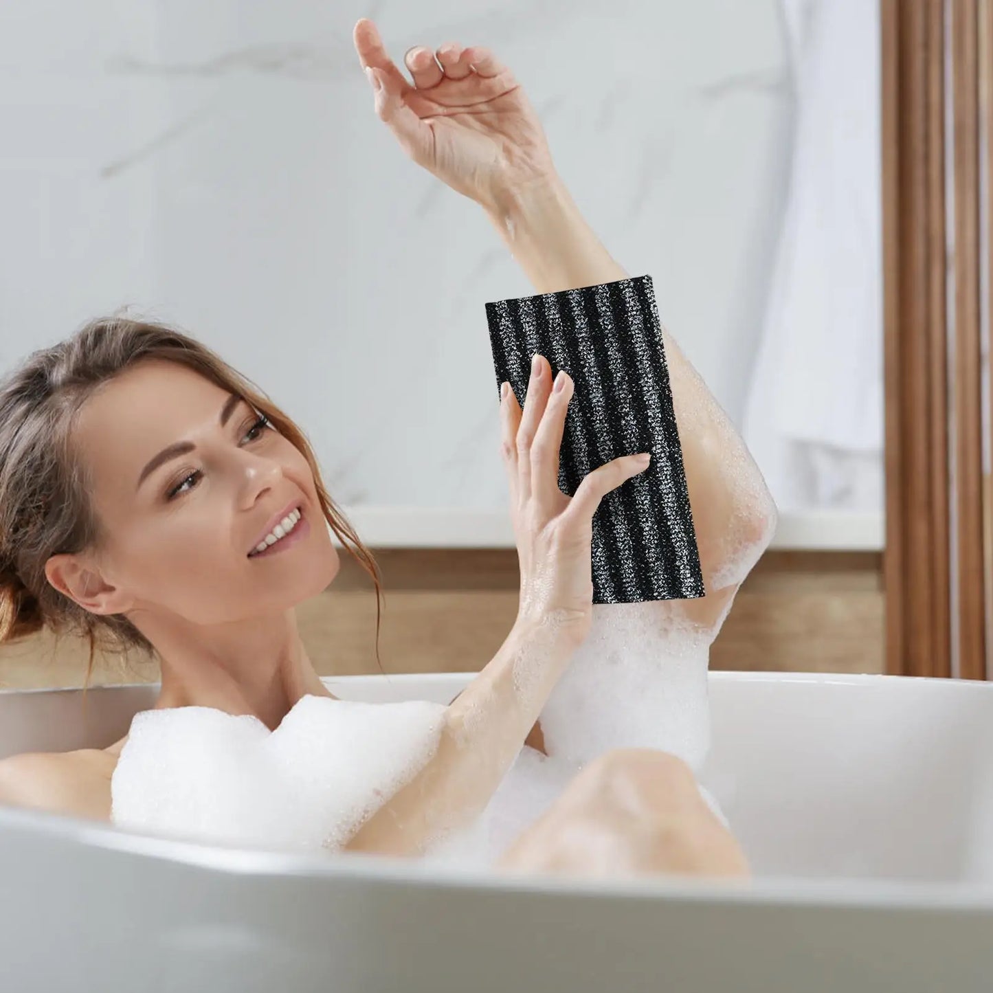 Toalla de baño exfoliante – Estropajo de espalda para el cuerpo, paño de lavado, esponja de ducha suave para limpieza profunda, exfoliación de la piel y accesorios de baño