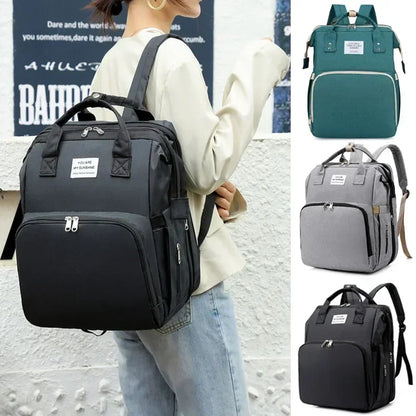Sac à langer de grande capacité pour bébés avec matelas à langer – Sac à langer de maternité imperméable pour mamans avec rangement pour biberons et lit de bébé