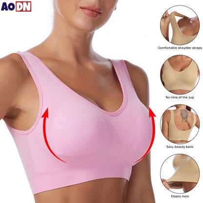 S-7XL Plus Size Wireless Sports Bra – Seamless Non-Wired Adjustable Comfort Bra for Yoga, Fitness & Everyday Wear