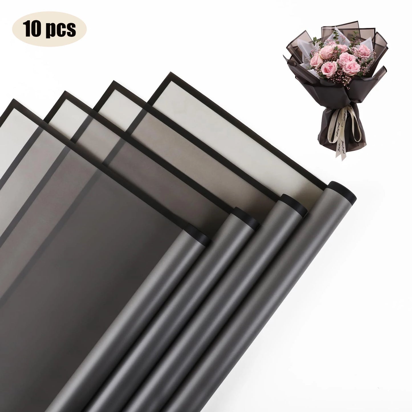10 hojas de papel de envolver flores impermeable con bordes dorados para ramos, bodas, regalos y arreglos florales de bricolaje