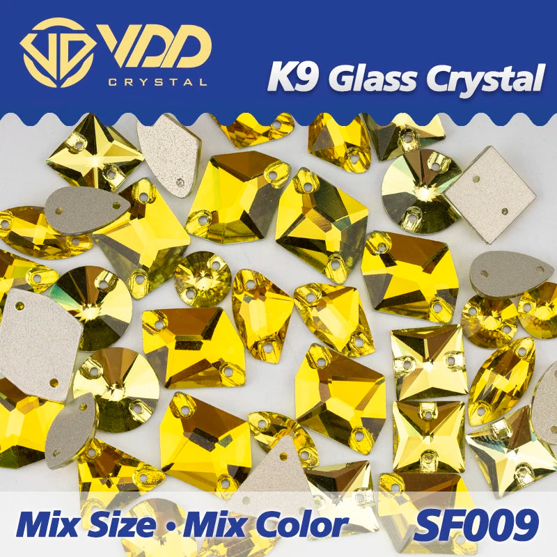 Strass à coudre en cristal K9 AB Mix – Pierres plates en verre AAAAA pour vêtements, robes de mariée et projets de bricolage