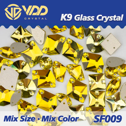 Strass à coudre en cristal K9 AB Mix – Pierres plates en verre AAAAA pour vêtements, robes de mariée et projets de bricolage