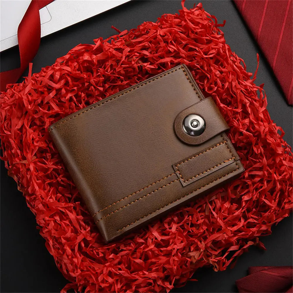Billetera de cuero de gran capacidad para hombre con ventana para identificación, ranuras para tarjetas y monedero.