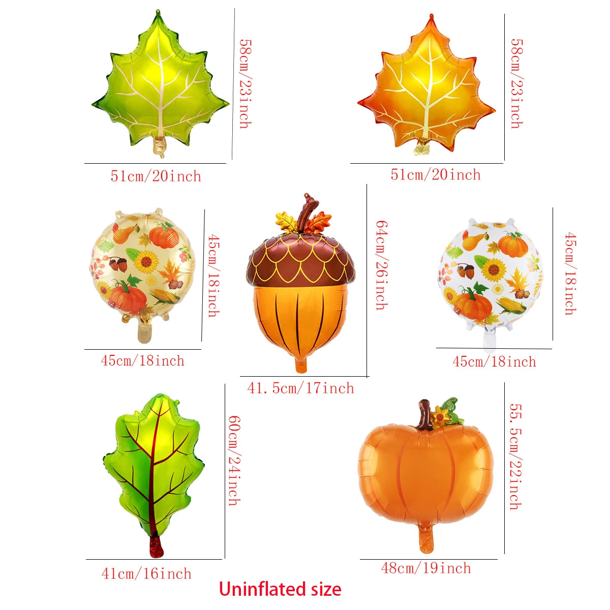 5PCS Fall Maple Leaf, Pine Cone & Pumpkin Balloon Set – Autumn Harvest Festival & Thanksgiving Day Party Decorations