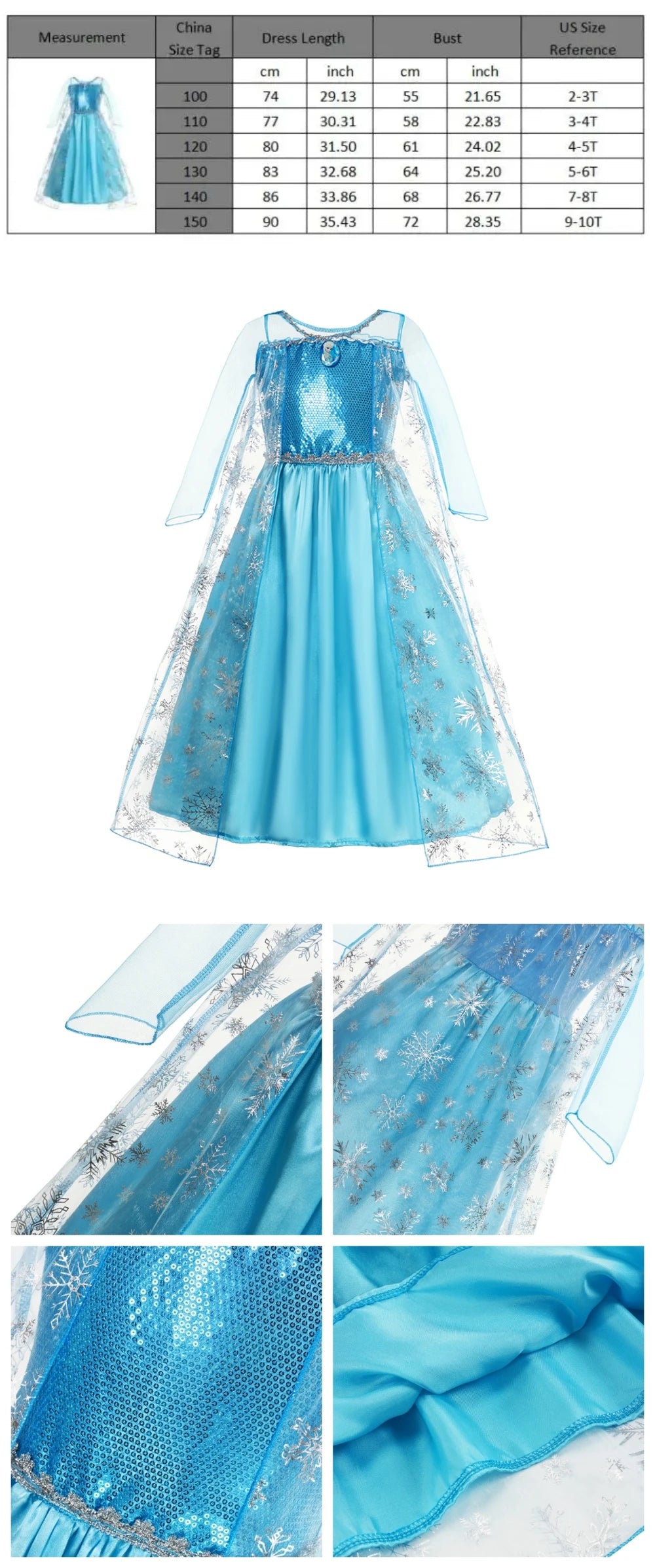 Vestido de disfraz de princesa para niña – Traje de fiesta de cuento de hadas para Halloween, carnaval y regalos de cumpleaños