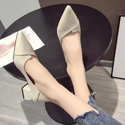 Women’s Pointed Toe Mid Heel Shoes – Fashion Shallow Mouth Pumps with Elegant High Heel Design for Stylish Everyday & Dressy Wear