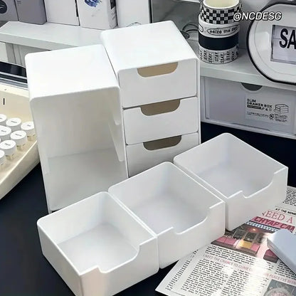 Organizador de almacenamiento de cosméticos de plástico de 3 niveles – Caja con cajones multifuncional para maquillaje, joyas, cuidado de la piel, material de oficina y organización de encimeras