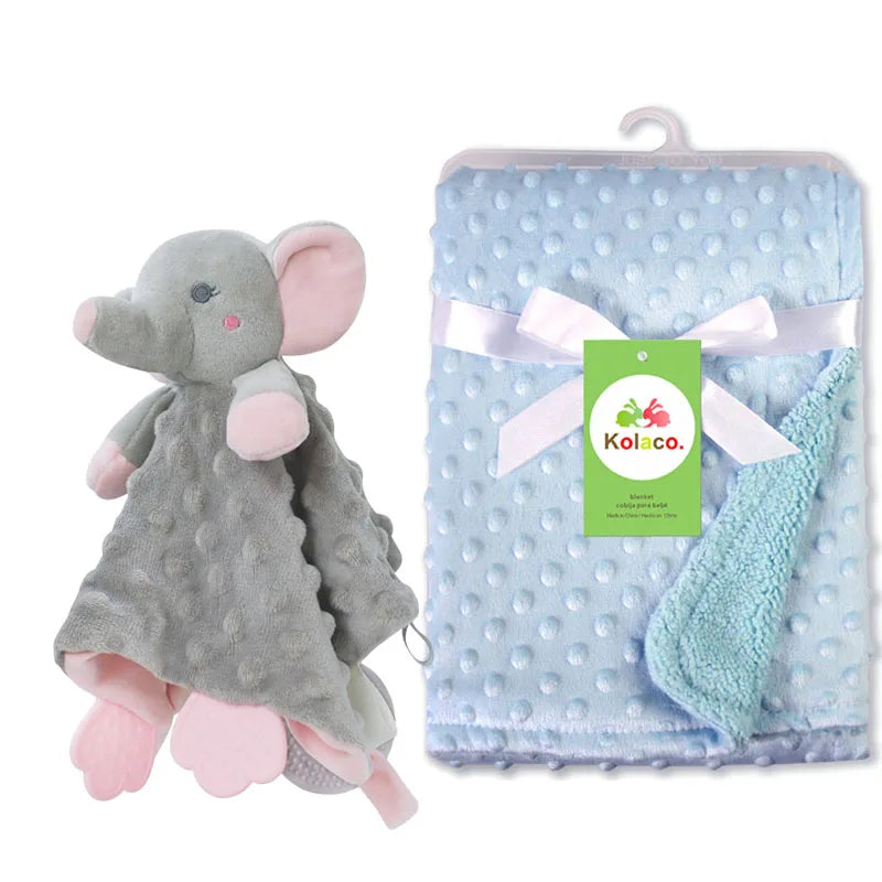 Couverture et doudou personnalisés avec prénom de bébé – Ensemble doux en minky à pois, 2-en-1, cadeau de naissance personnalisé pour garçons et filles