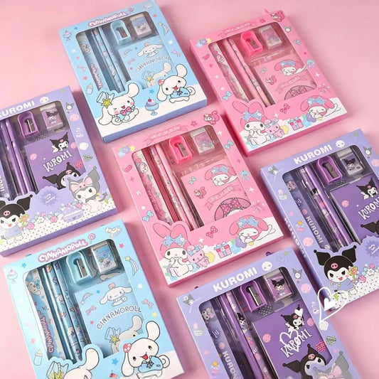 Juego de regalo de papelería de Sanrio – Set de 6 piezas de útiles escolares para estudiantes y regalo de recompensa para niños