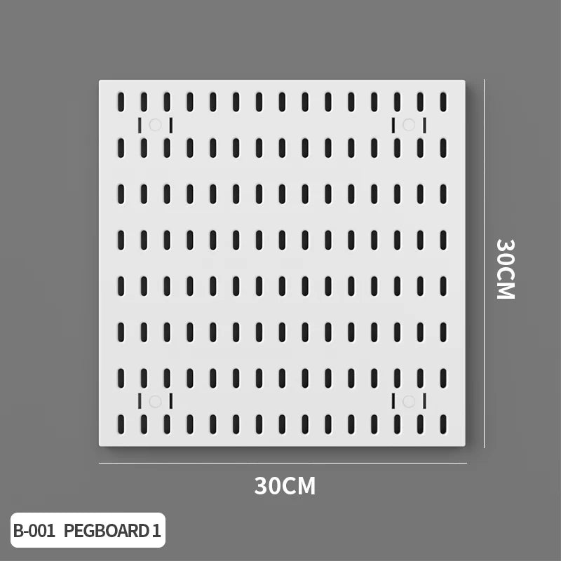 Kit de organización modular de pared con tablero perforado (Pegboard) para bricolaje – Paneles de almacenamiento colgantes sin taladro para cuartos de manualidades, oficina y organización del hogar