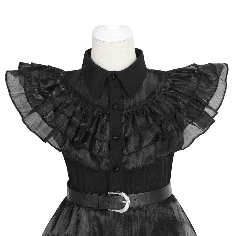 Girls Halloween Cosplay Costume – Black Gothic Fancy Dress Up Outfit (Kids Carnival Costume)