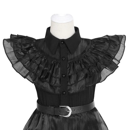 Girls Halloween Cosplay Costume – Black Gothic Fancy Dress Up Outfit (Kids Carnival Costume)