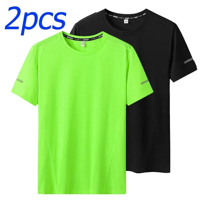 1/2PCS Plus Size Men's Quick-Dry T-Shirts – Short-Sleeve Gym & Running Tops, Lightweight Fitness Training Jerseys & Sportswear