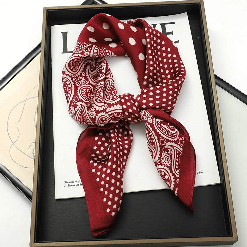 70x70CM Foulard en soie imprimé pour femme – Châle Pashmina carré tendance, tour de cou de luxe, bandeau et bandana décoratif