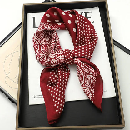 70x70CM Foulard en soie imprimé pour femme – Châle Pashmina carré tendance, tour de cou de luxe, bandeau et bandana décoratif