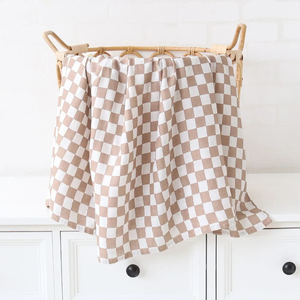 Couverture d'emmaillotage pour bébé en mousseline de bambou – Ultra douce 120 x 120 cm, couverture de naissance, d'emmaillotage et de chambre d'enfant