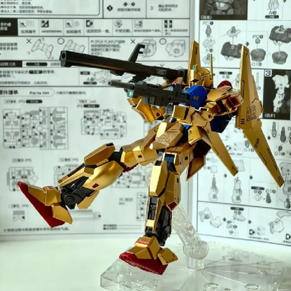 HG 1/144 Hyaku Shiki Champagne Gold Model Kit – Spray-Painted Zeta Mobile Suit Assembly Model, Collectible Mecha Display Decor & Gift