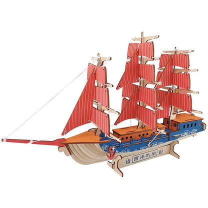Maqueta 3D de Barco de Vela de Madera – Kit de Montaje de Barco de Madera DIY, Juguete Educativo de Construcción, Proyecto de Manualidades Creativo y Regalo de Fiesta para Niños