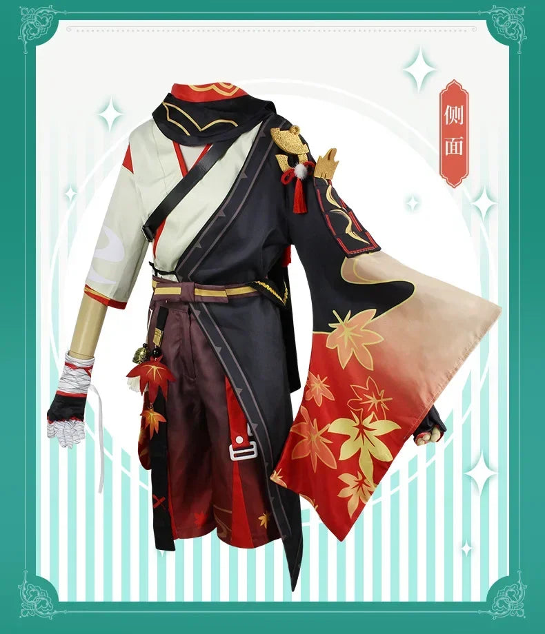 Samurai Cosplay Costume with Wig & Red Glasses – Halloween Party Outfit