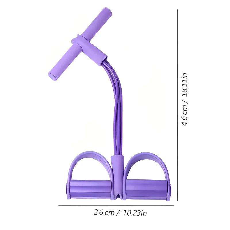 Entrenador de resistencia de pedales de 4 tubos – Cuerda de tensión elástica multifuncional para yoga, entrenamiento de fuerza abdominal, fitness en casa y entrenamiento de cuerpo completo