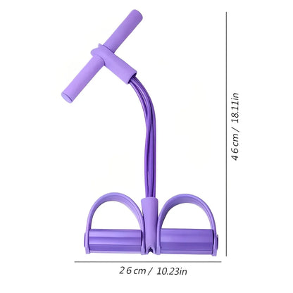 Entrenador de resistencia de pedales de 4 tubos – Cuerda de tensión elástica multifuncional para yoga, entrenamiento de fuerza abdominal, fitness en casa y entrenamiento de cuerpo completo